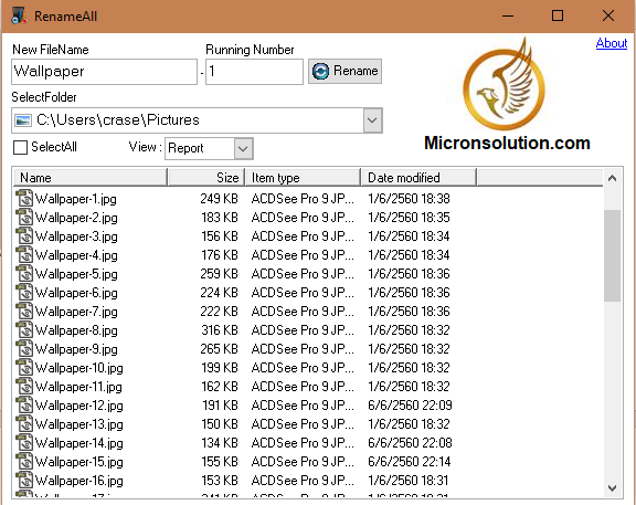 โปรแกรมเปลี่ยนชื่อไฟล์ RenameAll