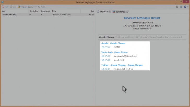โปรแกรมบันทึกการใช้งาน Revealer Keylogger