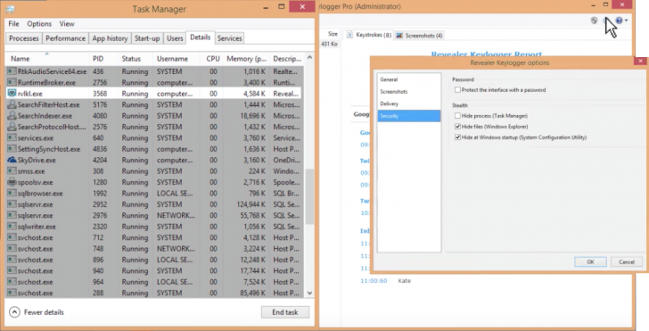 โปรแกรมบันทึกการใช้งาน Revealer Keylogger