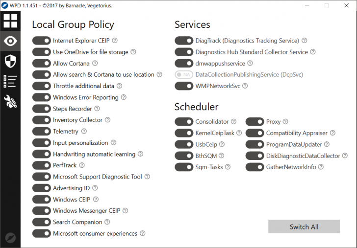 WPD (โปรแกรม WPD ตั้งค่าความเป็นส่วนตัวบน Window 10 ไม่ต้องติดตั้ง ฟรี) : 