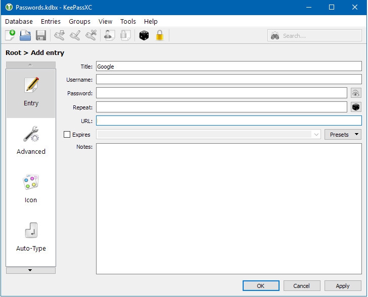โปรแกรมจำรหัสผ่าน KeePassXC