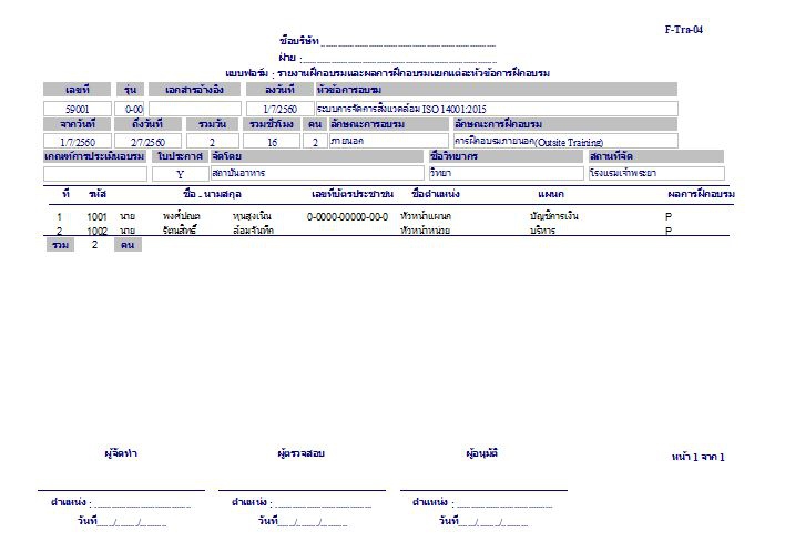 โปรแกรมบันทึกประวัติอบรม Training Management System โปรแกรมบันทึกประวัติอบรม Training Management System