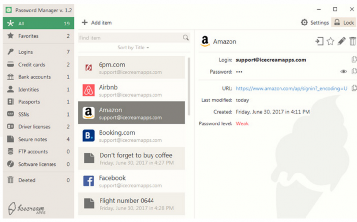 โปรแกรมจำรหัสผ่าน Icecream Password Manager 