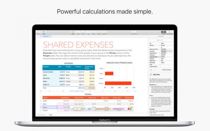 โปรแกรมสร้างสเปรดชีท Numbers