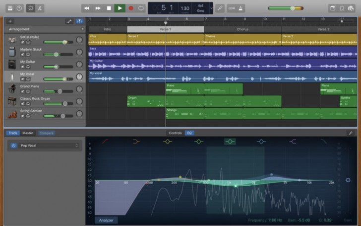 โปรแกรมเสียงดนตรี เครื่องดนตรี GarageBand