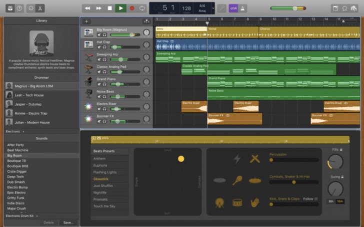 โปรแกรมเสียงดนตรี เครื่องดนตรี GarageBand