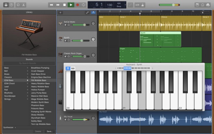 โปรแกรมเสียงดนตรี เครื่องดนตรี GarageBand