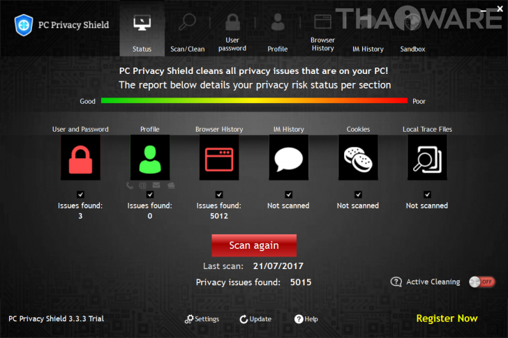 โปรแกรมช่วยลบข้อมูลส่วนตัวบนพีซี PC Privacy Shield
