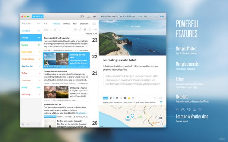 โปรแกรมจดบันทึก เขียนไดอารี่ Day One