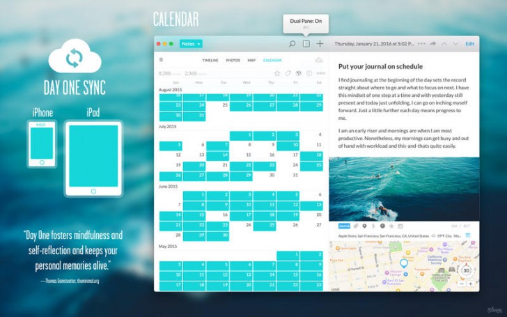 โปรแกรมจดบันทึก เขียนไดอารี่ Day One