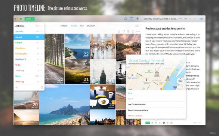 โปรแกรมจดบันทึก เขียนไดอารี่ Day One