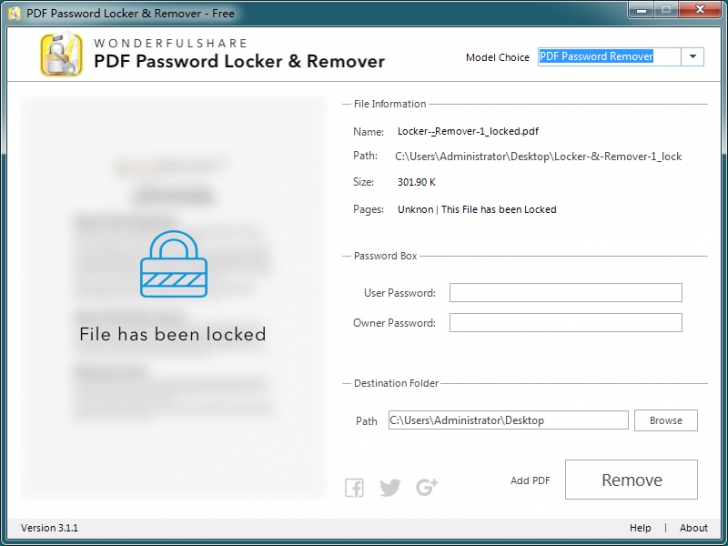 โปรแกรมล็อกไฟล์ ปลดล็อกไฟล์ PDF Password Locker & Remover