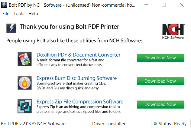 โปรแกรมสร้างไฟล์พีดีเอฟ Bolt PDF Printer โปรแกรมสร้างไฟล์พีดีเอฟ Bolt PDF Printer