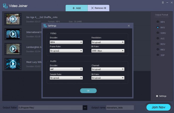 โปรแกรมรวมวิดีโอ Adoreshare Video Joiner โปรแกรมรวมวิดีโอ Adoreshare Video Joiner