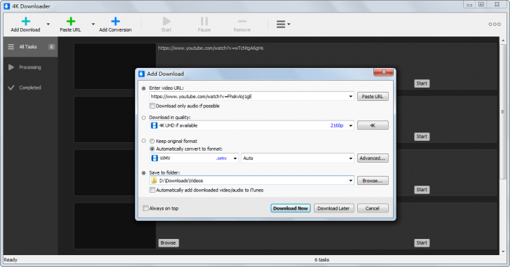 4K Downloader (โปรแกรม 4K Downloader ดาวน์โหลดวิดีโอคุณภาพสูงระดับ 4K) : 