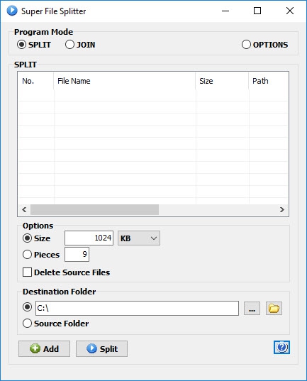โปรแกรมหั่นไฟล์ แบ่งไฟล์ Super File Splitter โปรแกรมหั่นไฟล์ แบ่งไฟล์ Super File Splitter
