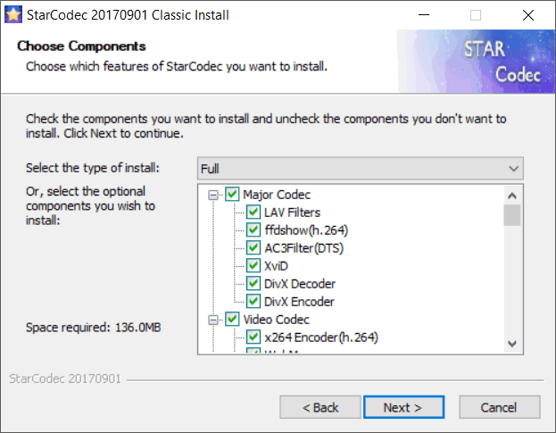 โปรแกรมติดตั้งชุดตัวแปลงสัญญาณ StarCodec