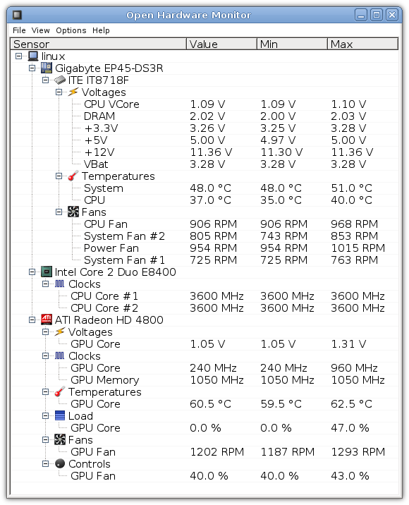 โปรแกรมวัดอุณหภูมิ วัดไฟฟ้า วัดความเร็ว Open Hardware Monitor