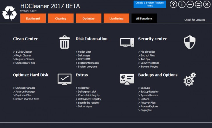 โปรแกรมล้างไฟล์ขยะบนพีซี HDCleaner 2017