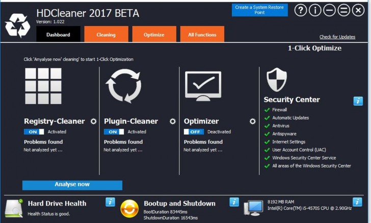 โปรแกรมล้างไฟล์ขยะบนพีซี HDCleaner 2017