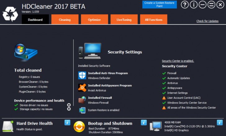 HDCleaner 2017 (โปรแกรม HDCleaner 2017 ล้างไฟล์ขยะบนพีซีแบบง่ายๆ ใช้ฟรี) : 
