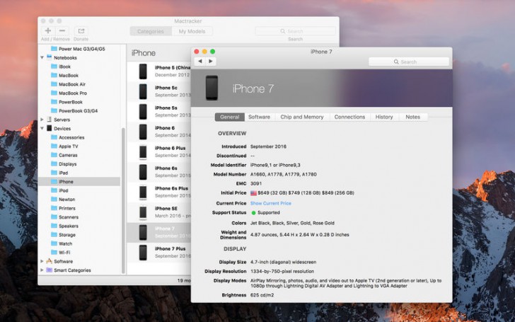 โปรแกรมเช็คข้อมูล Apple โปรดักส์ Mactracker