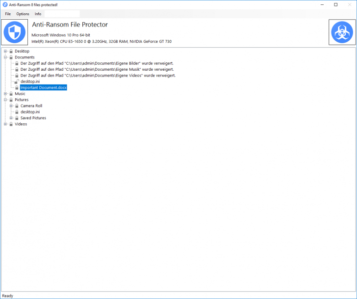 โปรแกรมป้องกันไวรัสเรียกค่าไถ่ ANTI-RANSOM File Protection