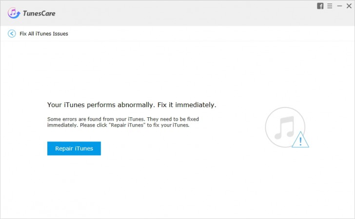 โปรแกรมแก้ไขปัญหา iTunes ฟรี TunesCare โปรแกรมแก้ไขปัญหา iTunes ฟรี TunesCare
