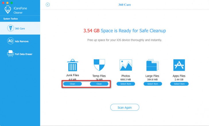 โปรแกรมจัดการ iPhone ฟรี iCareFone Cleaner โปรแกรมจัดการ iPhone ฟรี iCareFone Cleaner