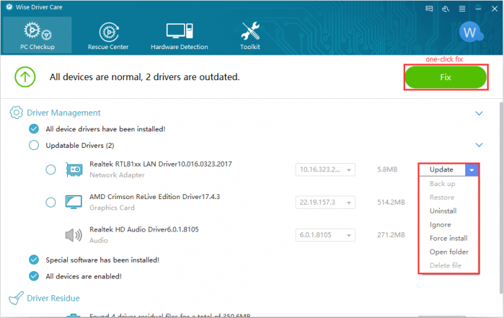 Wise Driver Care (โปรแกรมค้นหา ติดตั้ง Driver อัตโนมัติ บนเครื่อง PC) : 
