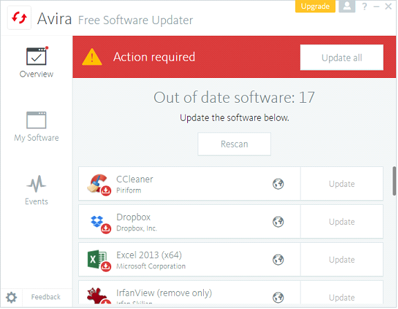 โปรแกรมอัปเดตโปรแกรม Avira Software Updater