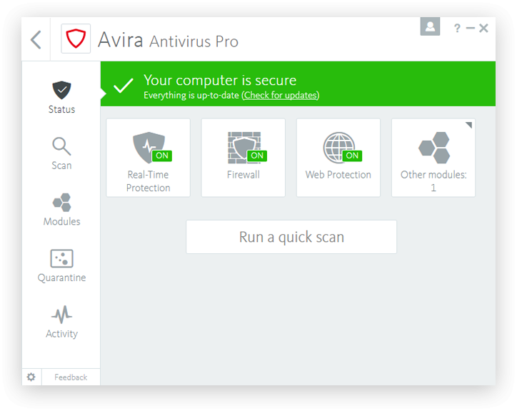 โปรแกรมสแกนไวรัส แอนตี้ไวรัส Avira Antivirus Pro