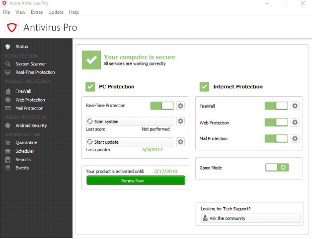 โปรแกรมสแกนไวรัส แอนตี้ไวรัส Avira Antivirus Pro