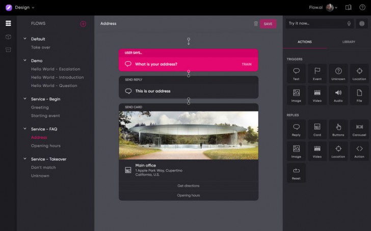 โปรแกรมสร้างบอทสนทนา Flow ai