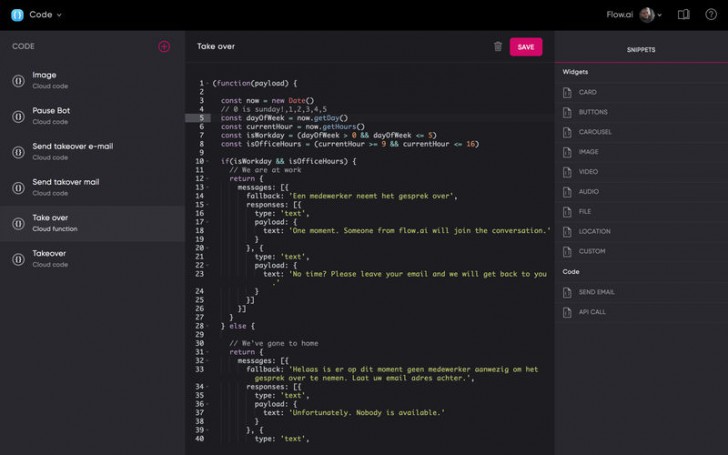 โปรแกรมสร้างบอทสนทนา Flow ai