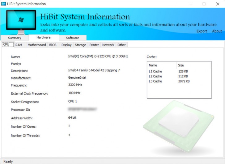 โปรแกรมเช็คสเปกคอมพิวเตอร์ HiBit System Information