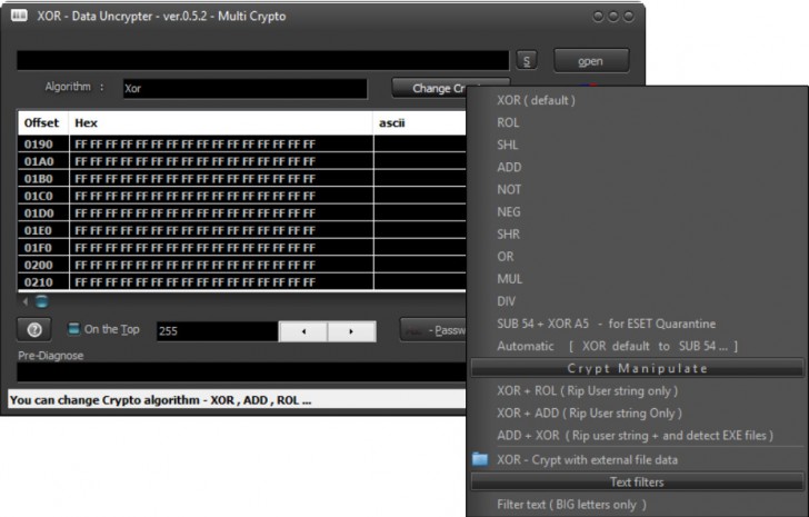 โปรแกรมเข้ารหัสไฟล์ อ่านข้อมูล Xor Binary Data Uncrypter