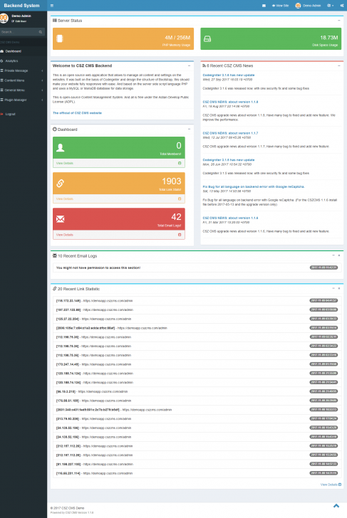 เว็บแอปพลิเคชันจัดการคอนเทนต์บนเว็บไซต์ ฟรี CSZ CMS