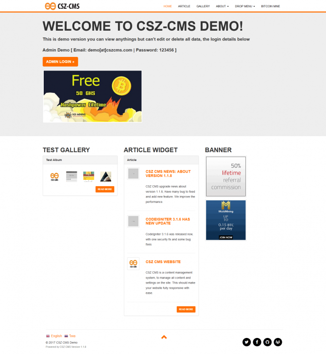 เว็บแอปพลิเคชันจัดการคอนเทนต์บนเว็บไซต์ ฟรี CSZ CMS