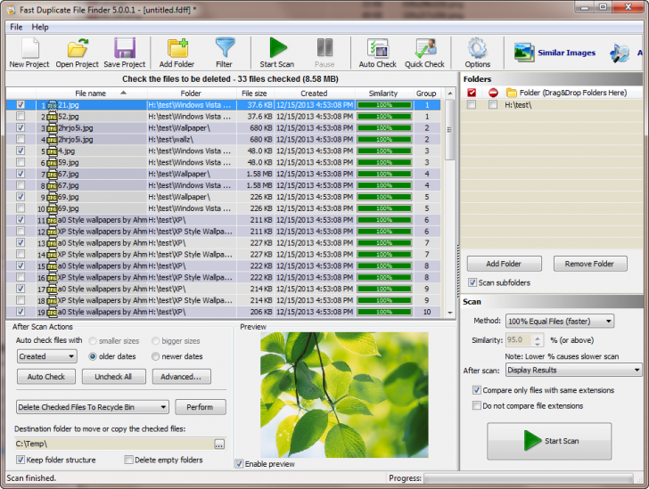 โปรแกรมหาไฟล์ซ้ำ Fast Duplicate File Finder