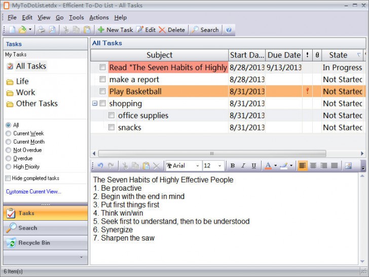 โปรแกรมจัดการตารางทำงาน Efficient To-Do List Free