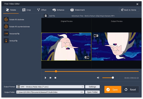 โปรแกรมตัดต่อวิดีโอ Aiseesoft Free Video Editor โปรแกรมตัดต่อวิดีโอ Aiseesoft Free Video Editor