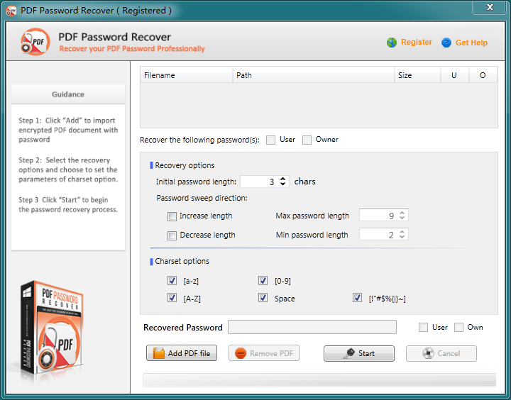 โปรแกรมกู้รหัสผ่าน กู้พาสเวิร์ด PDF Password Recover