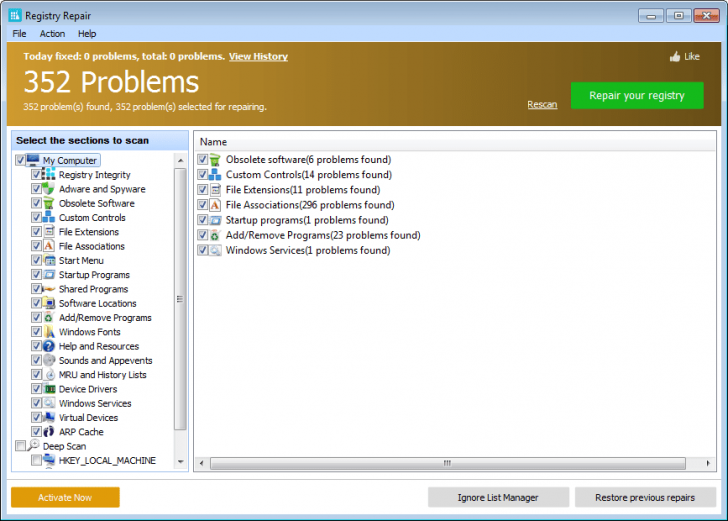 โปรแกรมซ่อม Registry Repair
