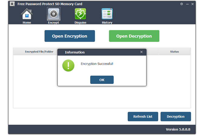 โปรแกรมล็อกไฟล์ Free Password Protect SD Memory Card