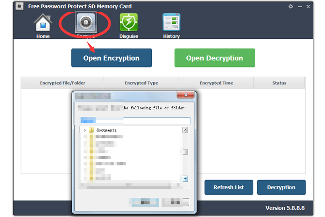 โปรแกรมล็อกไฟล์ Free Password Protect SD Memory Card