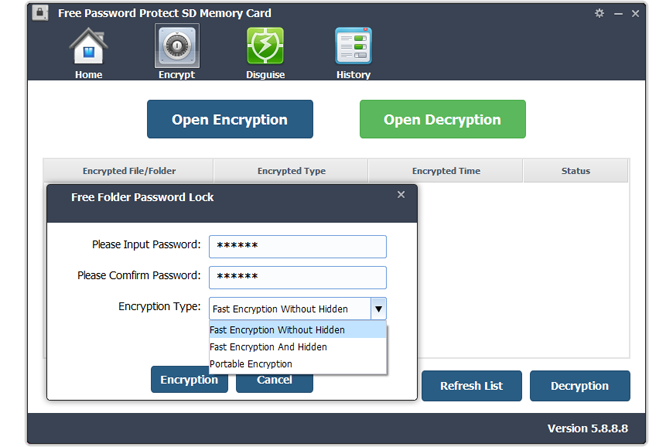 โปรแกรมล็อกไฟล์ Free Password Protect SD Memory Card