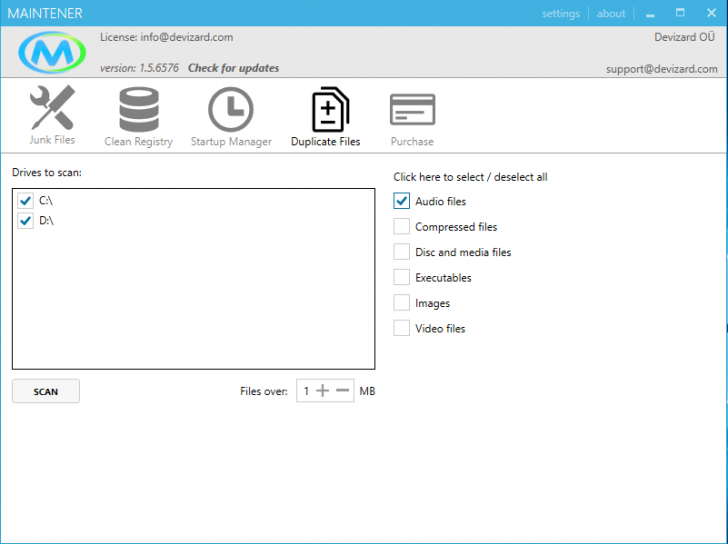 Maintener (โปรแกรมลบไฟล์ขยะ ล้างไฟล์ซ้ำ บน PC ฟรี) : 