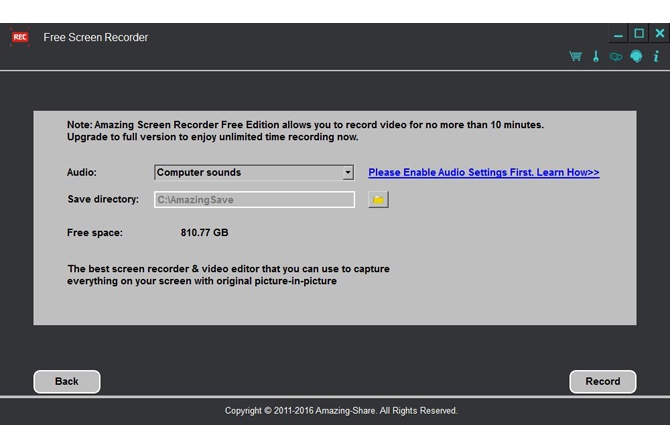 โปรแกรมอัดวิดีโอหน้าจอ จับภาพหน้าจอ Free Screen Recorder
