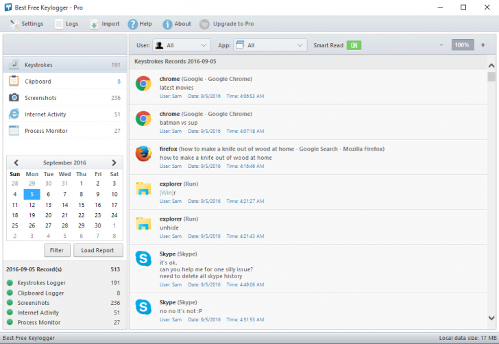 โปรแกรมเก็บประวัติการใช้งานคอมพิวเตอร์ Best Free Keylogger